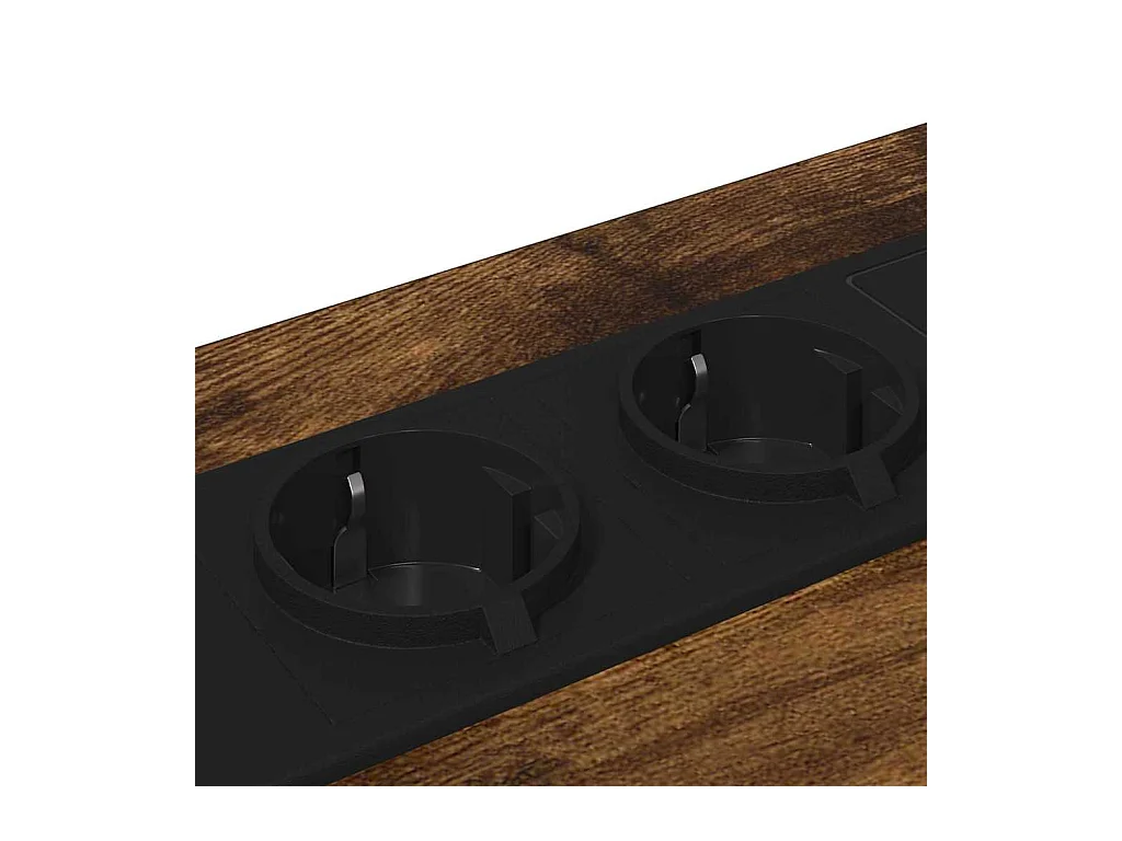 Mesita de noche con estación de carga 2 piezas Roble ahumado