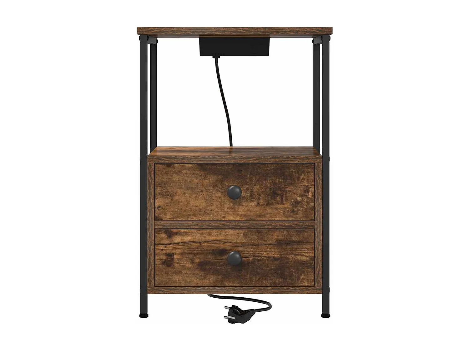 Table de nuit avec station de chargement 2 pcs Chêne fumé