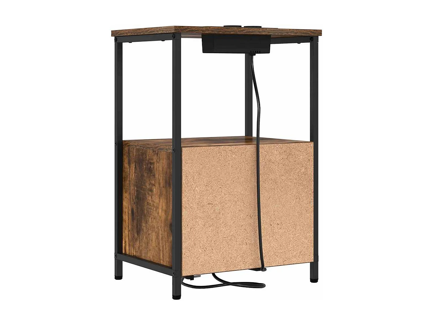 Table de nuit avec station de chargement 2 pcs Chêne fumé