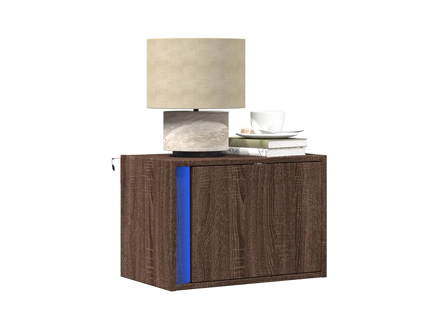 Comodini da parete con luci LED 2 pezzi rovere marrone