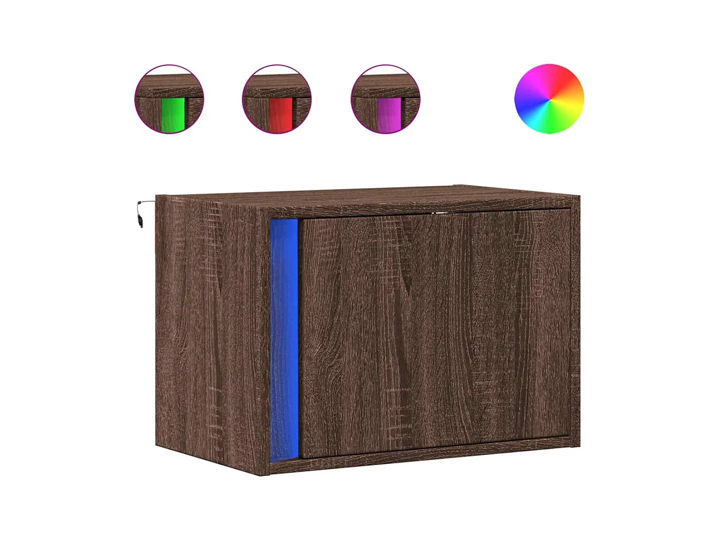 Comodini da parete con luci LED 2 pezzi rovere marrone