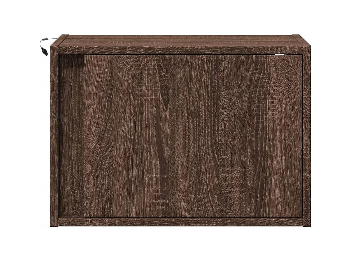 Comodini da parete con luci LED 2 pezzi rovere marrone