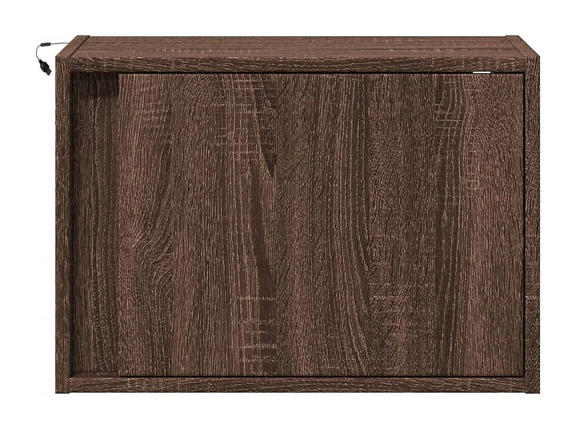 Comodini da parete con luci LED 2 pezzi rovere marrone
