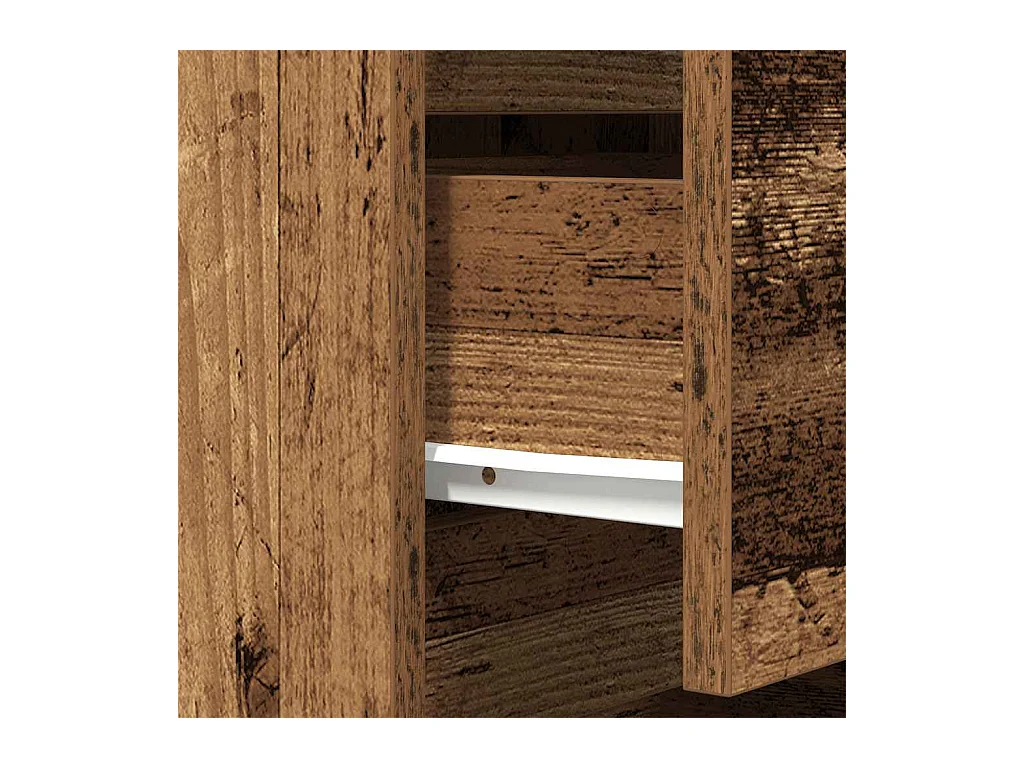 Nachtkastje met 3 lades, oud hout, 39x35x65 cm