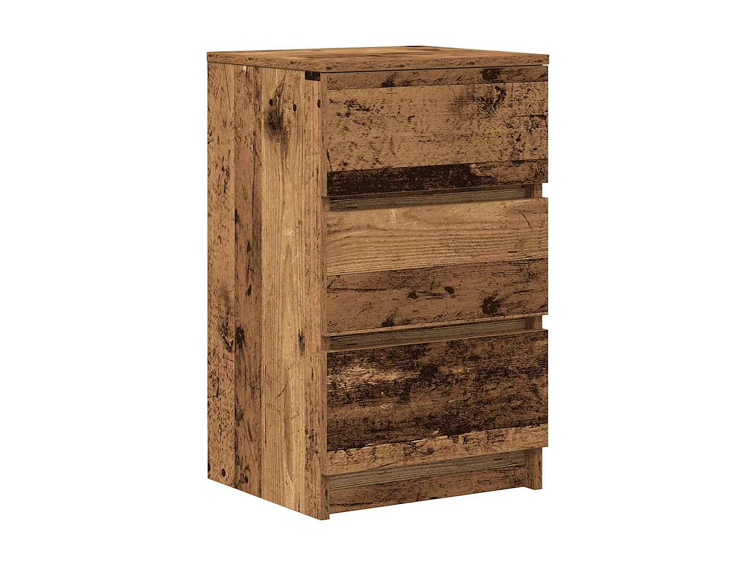 Table de chevet avec 3 tiroirs vieux bois 39x35x65 cm