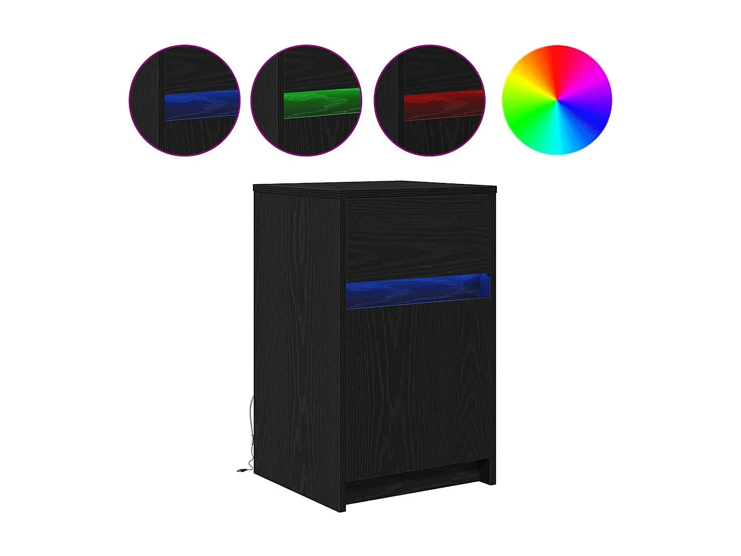 Armoire de chevet LED 2 pcs Chêne noir 38 x 34 x 61 cm