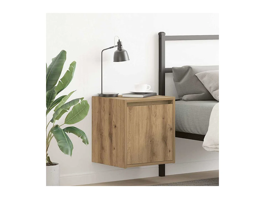 Comodini da parete 2 pezzi in rovere artigianale 38x34x40 cm