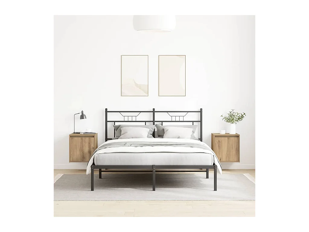 Comodini da parete 2 pezzi in rovere artigianale 38x34x40 cm