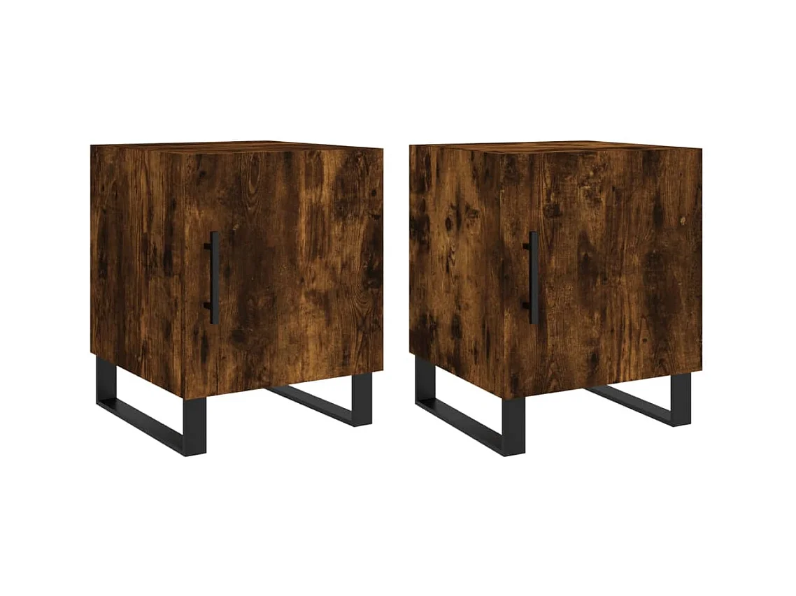 Mesitas de noche 2 piezas roble ahumado 40x40x50 cm madera de ingeniería