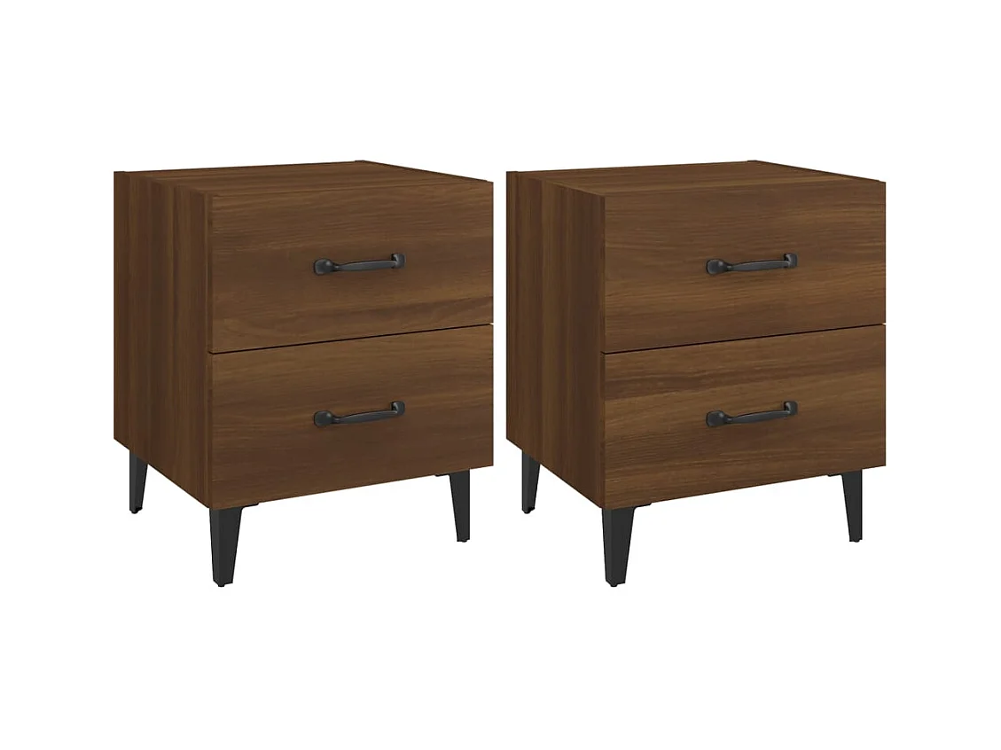 Comodini 2 pz Rovere marrone 40x35x47,5 cm