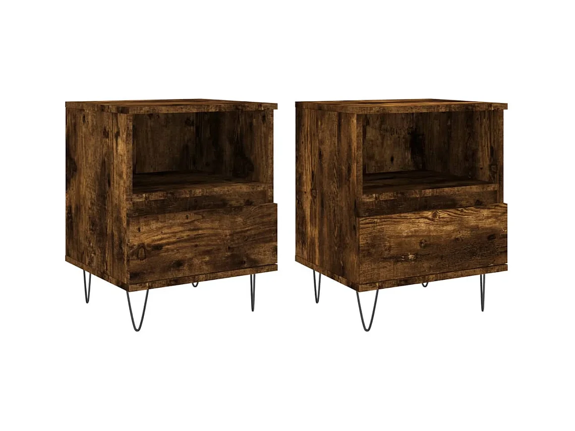Comodini 2 pezzi rovere affumicato 40x35x50 cm legno ingegnerizzato