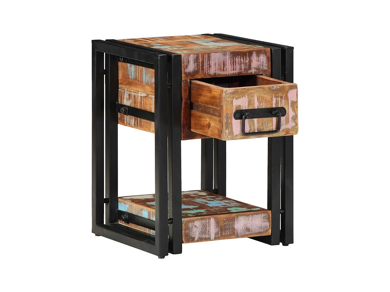 Cabinet de chevet 30 x 30 x 40 cm bois de récupération massif
