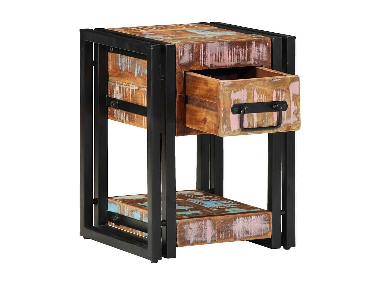 Cabinet de chevet 30 x 30 x 40 cm bois de récupération massif