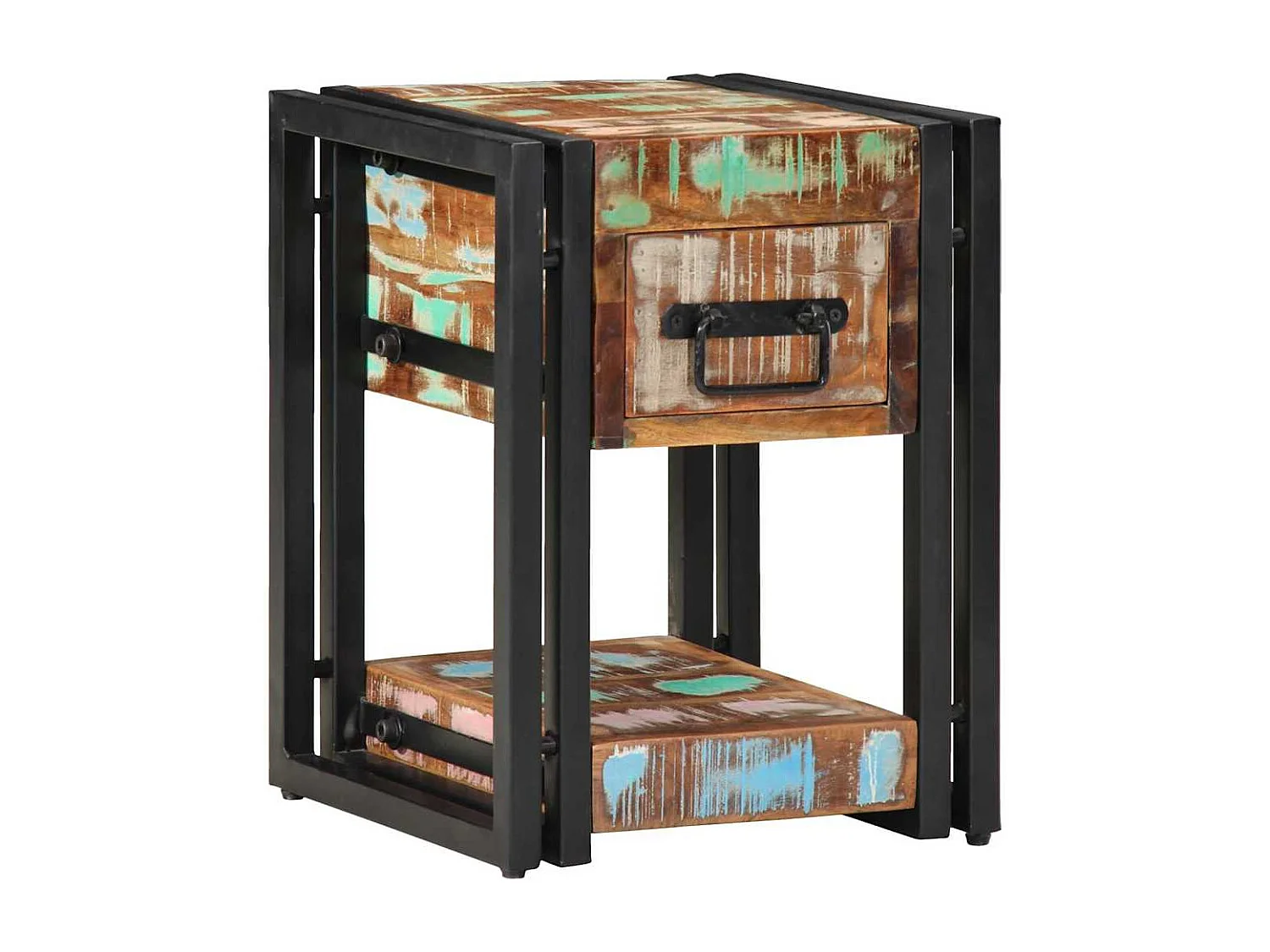 Cabinet de chevet 30 x 30 x 40 cm bois de récupération massif