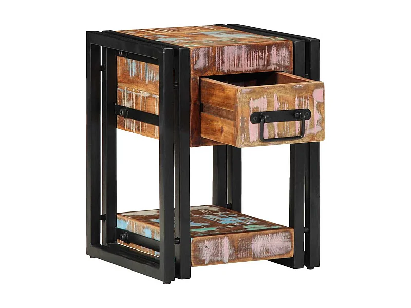 Cabinet de chevet 30 x 30 x 40 cm bois de récupération massif