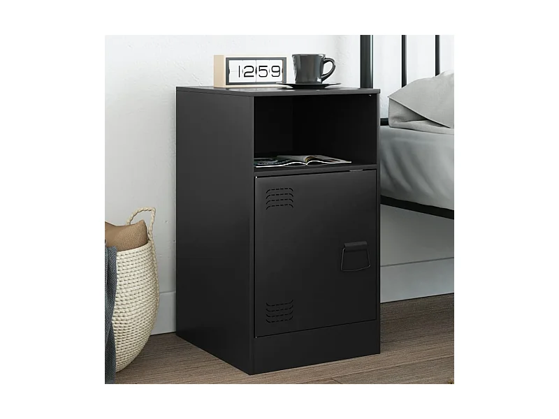 Table de chevet noir 34,5x39x62 cm acier