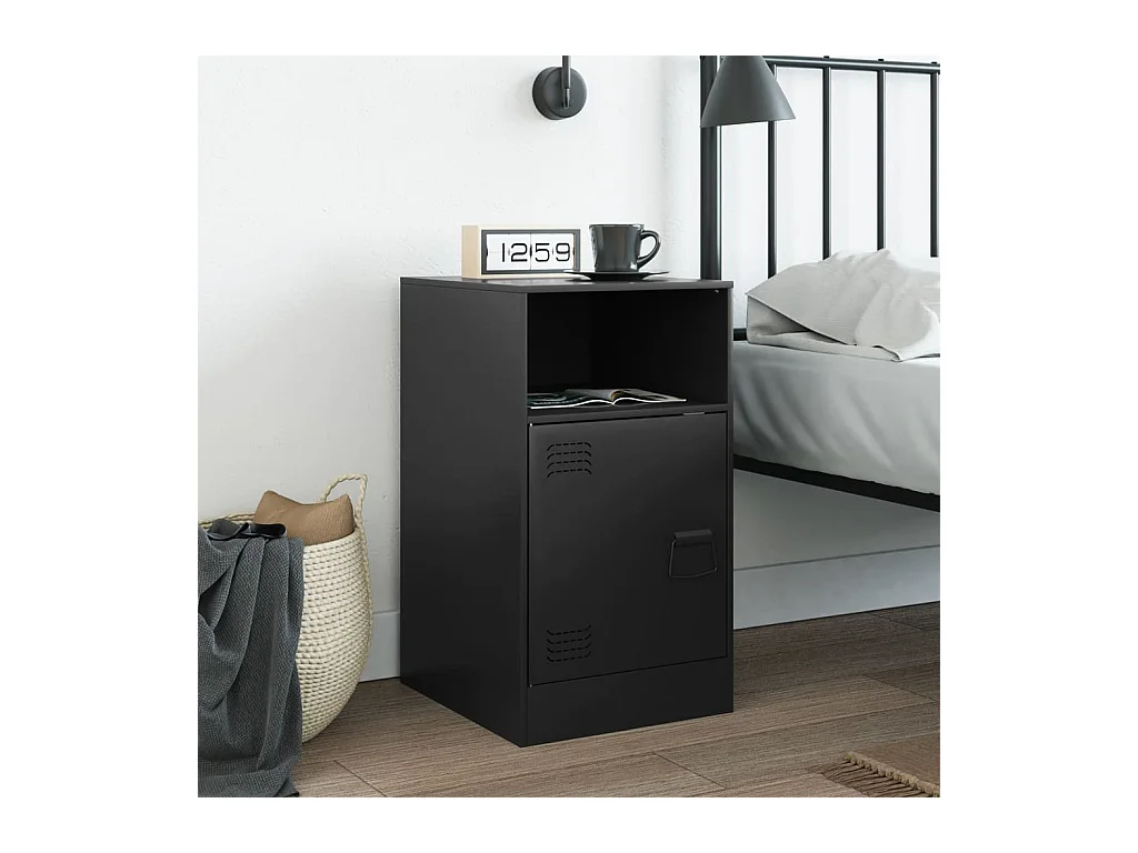Comodino nero 34,5x39x62 cm in acciaio