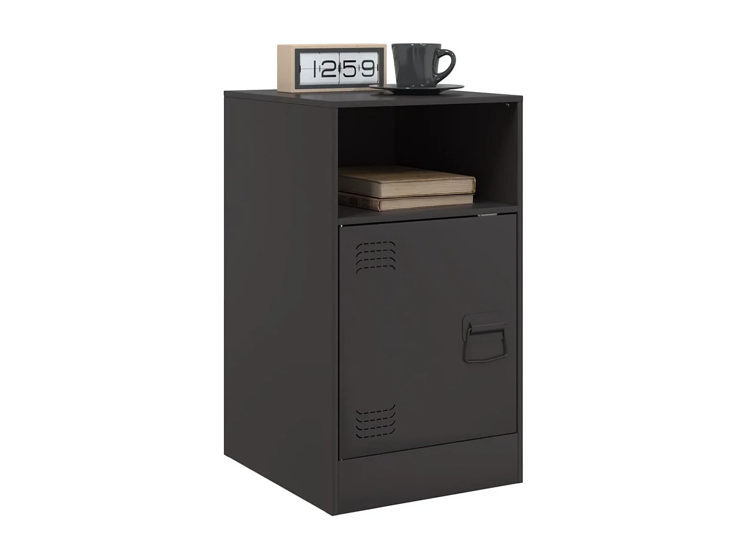 Comodino nero 34,5x39x62 cm in acciaio