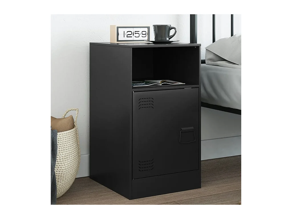 Table de chevet noir 34,5x39x62 cm acier