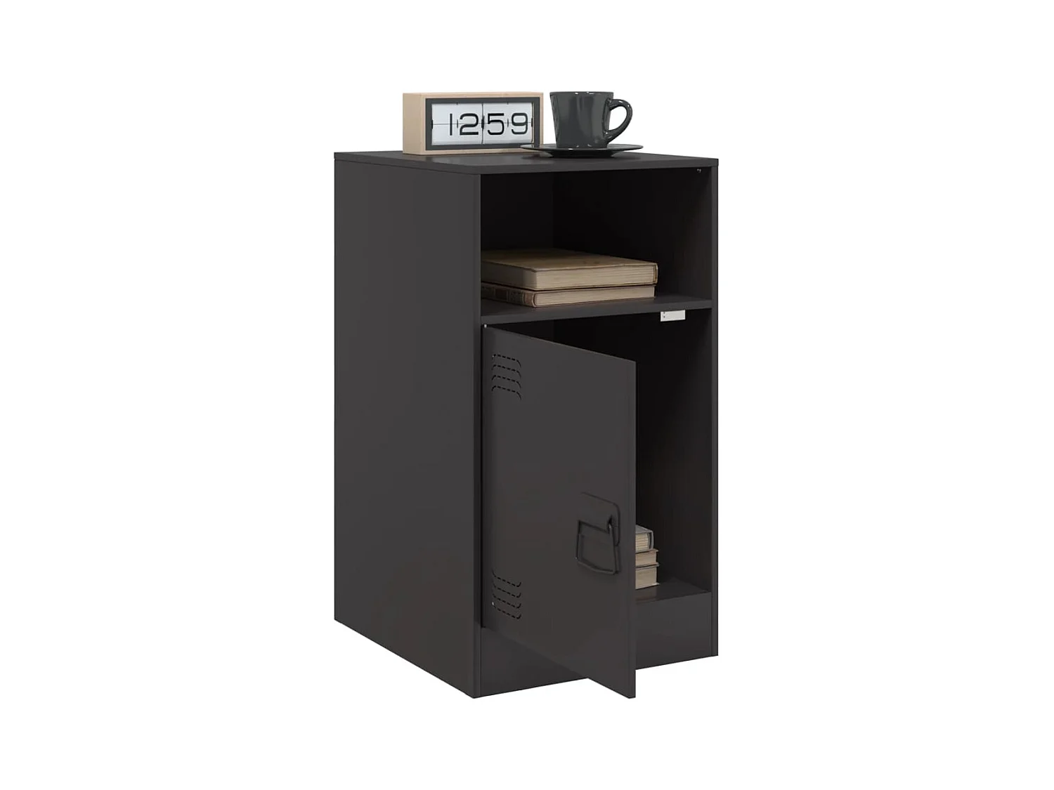 Table de chevet noir 34,5x39x62 cm acier