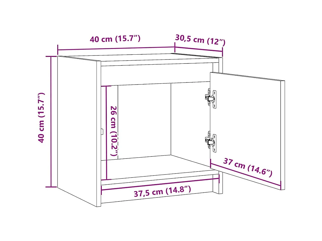 Mesitas de noche 2 uds Blanco 40x30,5x40 cm Madera maciza de pino