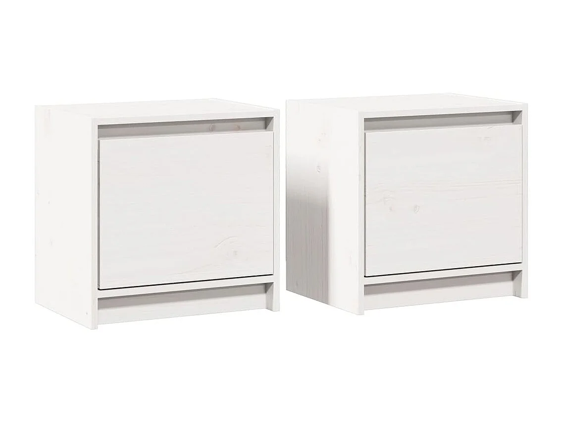 Comodini 2 pz Bianco 40x30,5x40 cm Legno massello di pino
