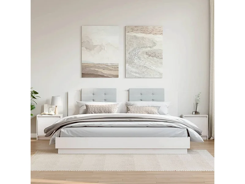 Comodini 2 pz Bianco 40x30,5x40 cm Legno massello di pino