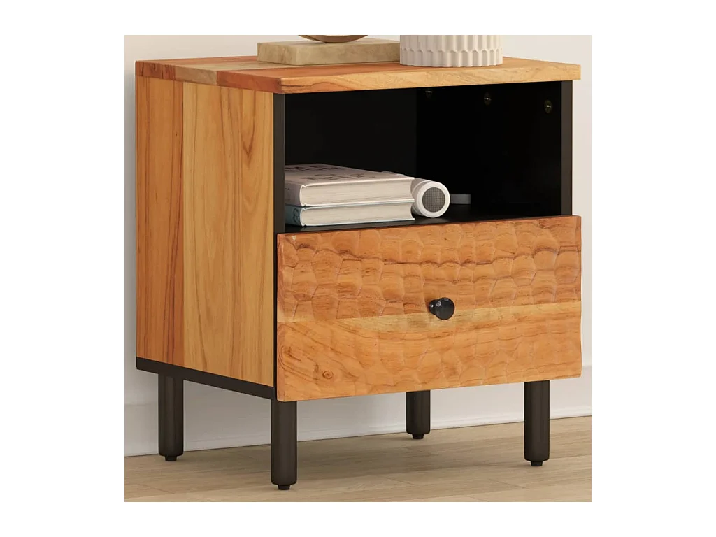 Mesita de noche 40x33x46 cm Madera maciza de acacia