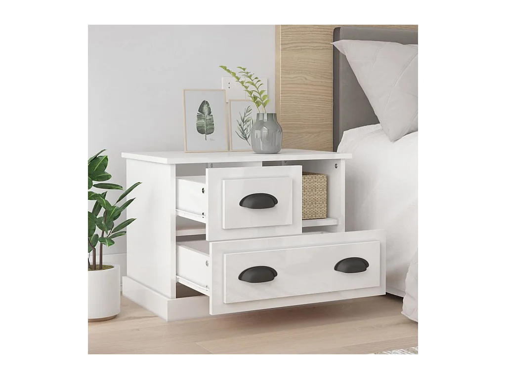 Nachtkastje in glanzend wit 60x39x45 cm