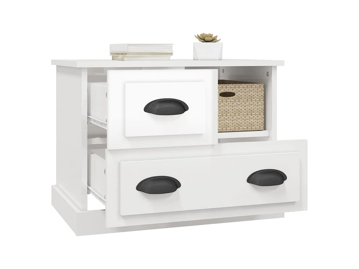 Nachtkastje in glanzend wit 60x39x45 cm