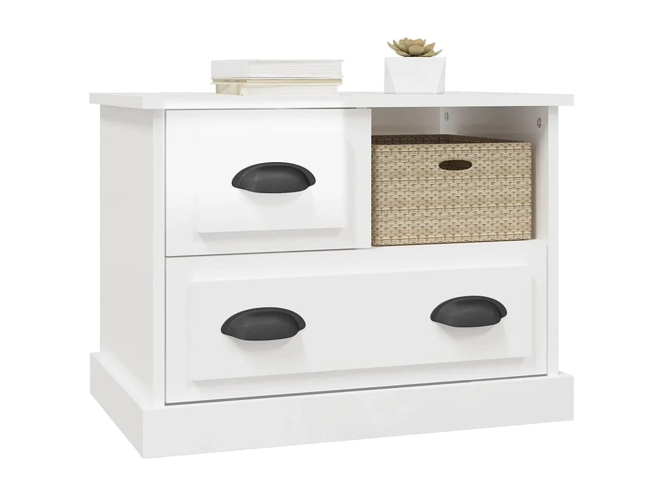 Comodino bianco lucido 60x39x45 cm