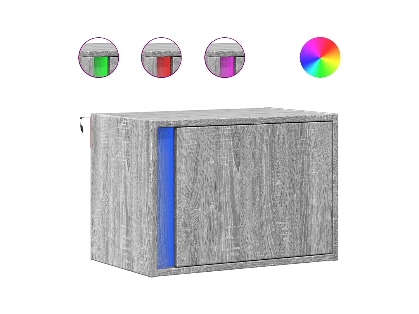 Mesitas de noche de pared con luces LED 2 piezas gris sonoma