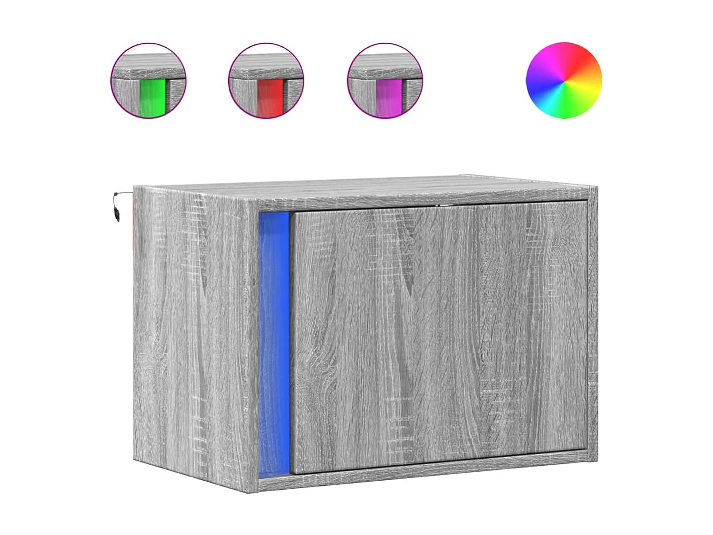 Tables de chevet murales avec lumières LED 2 pcs sonoma gris