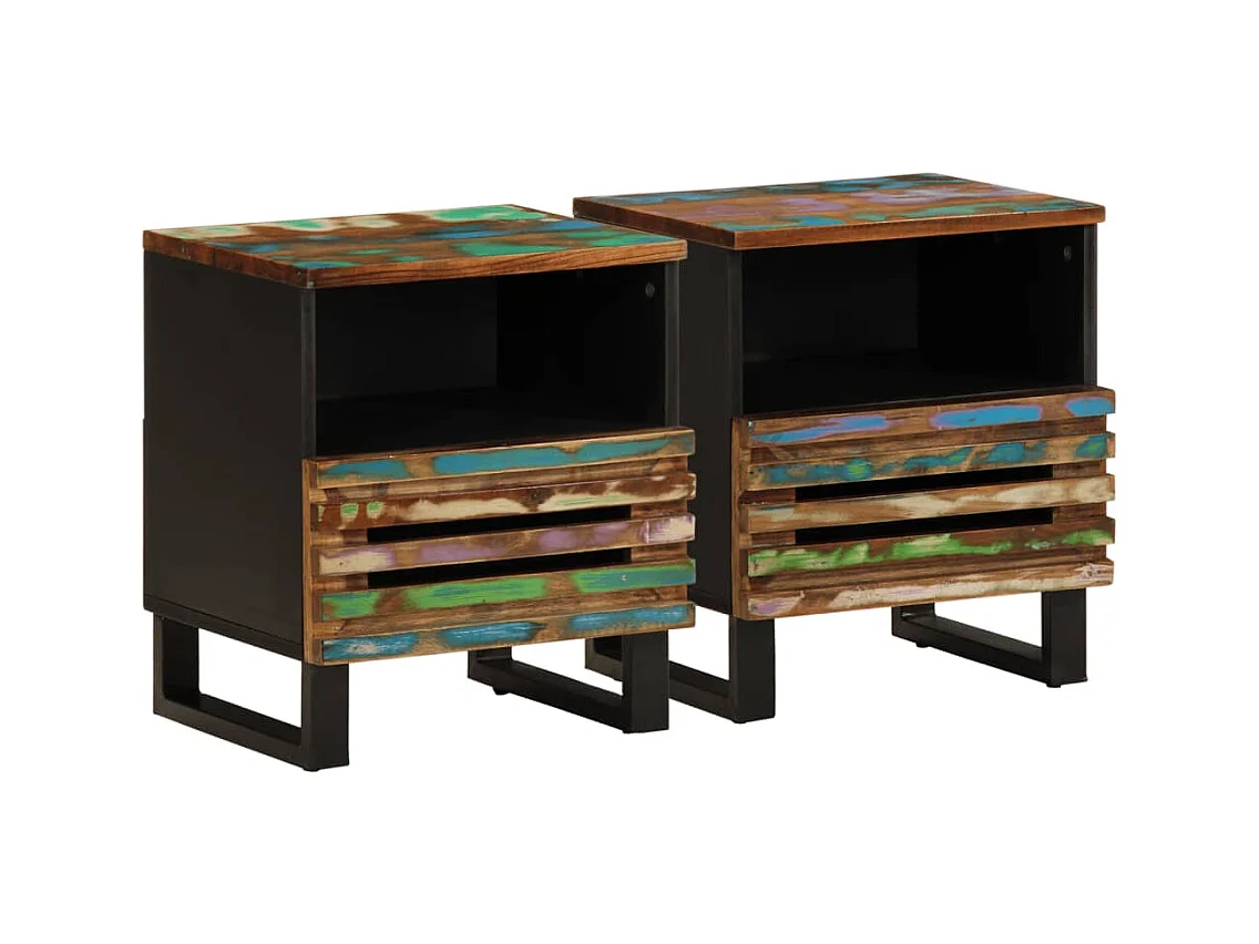 Comodini 2 pezzi 40x34x46 cm in legno massello di recupero