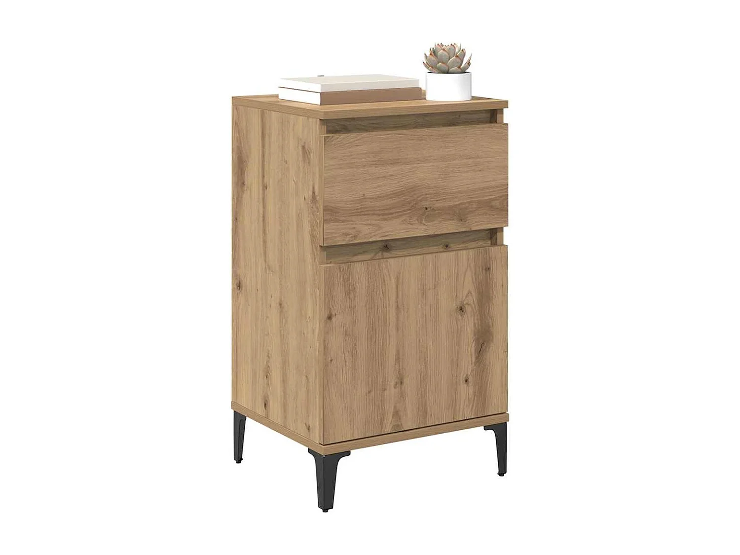 Cabinet de chevet avec tiroir chêne artisanal 40 x 35 x 70 cm