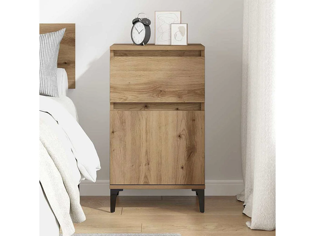 Cabinet de chevet avec tiroir chêne artisanal 40 x 35 x 70 cm