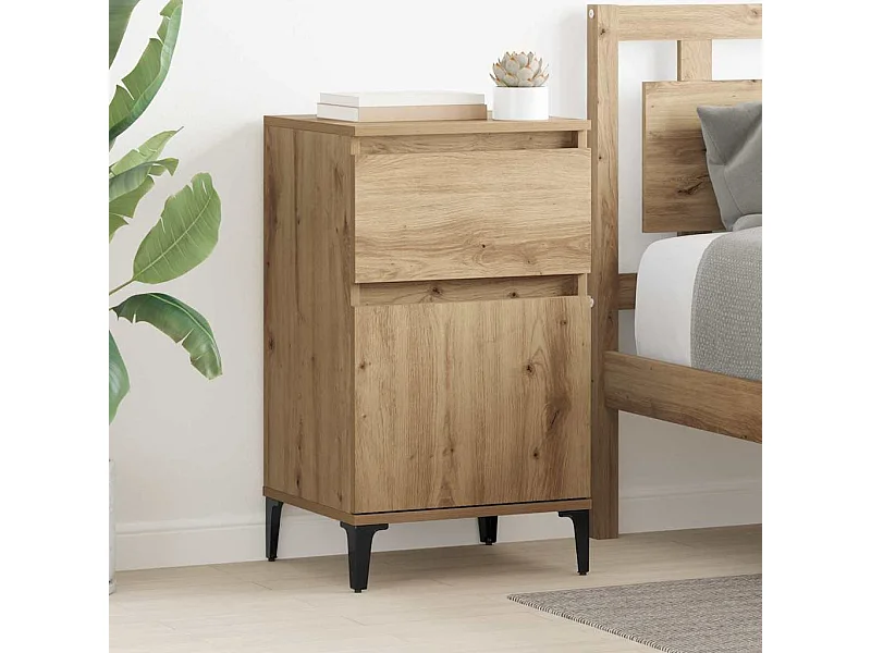 Cabinet de chevet avec tiroir chêne artisanal 40 x 35 x 70 cm
