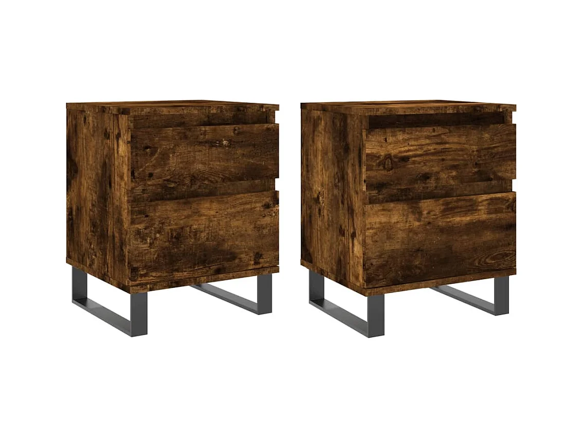 Comodini 2 pezzi rovere affumicato 40x35x50 cm legno ingegnerizzato