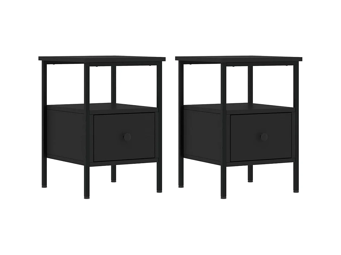 Mesitas de noche 2 piezas negras 34x36x50 cm madera de ingeniería