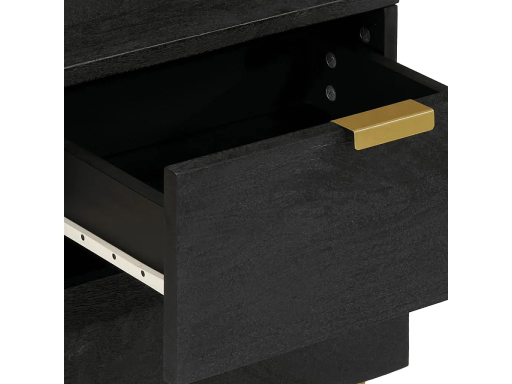 Tables de chevet 2 pcs noir 40x33x46 cm bois de manguier solide