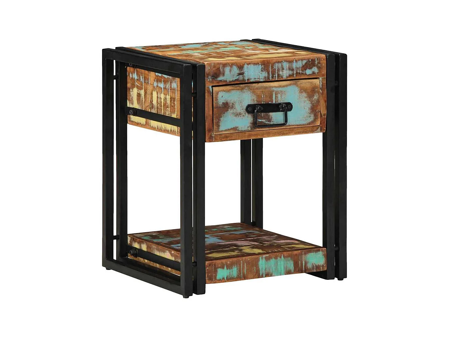 Nachtkastje 40 x 40 x 50 cm massief gerecycled hout