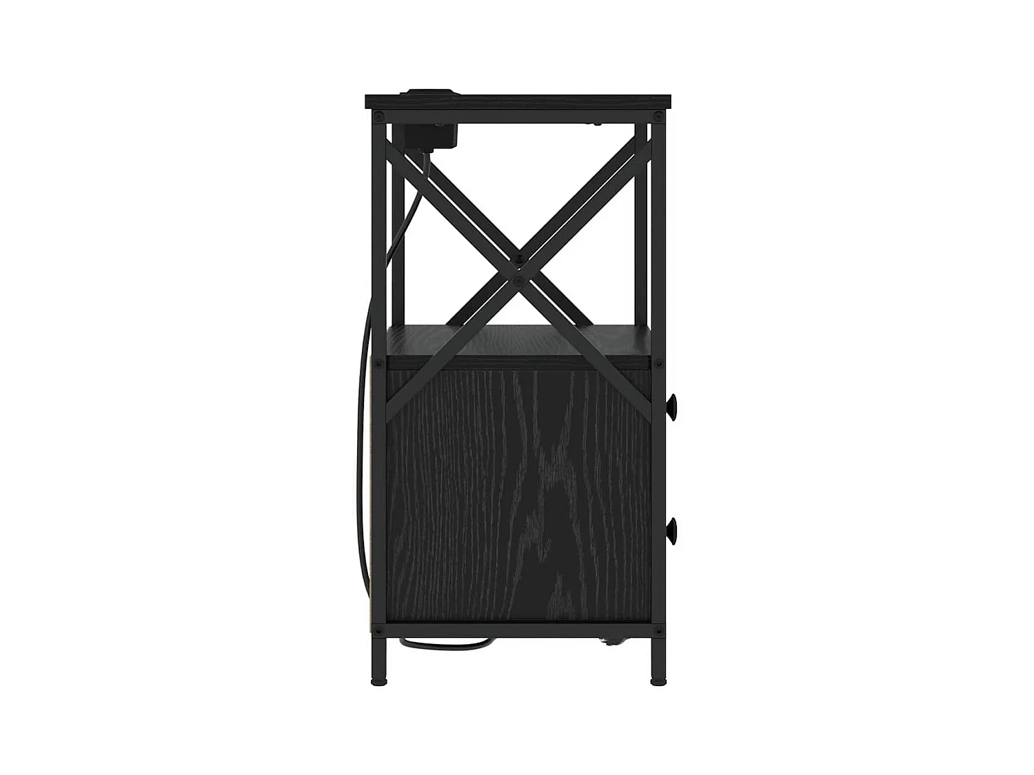 Mesita de noche con estación de carga y cajón en roble negro