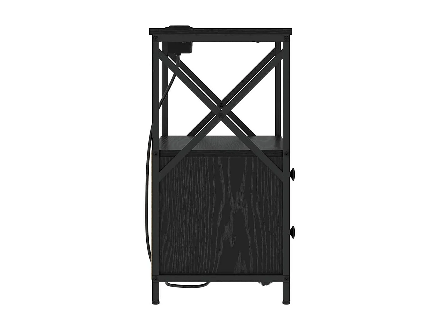 Table de nuit avec station de chargement avec tiroir Chêne noir
