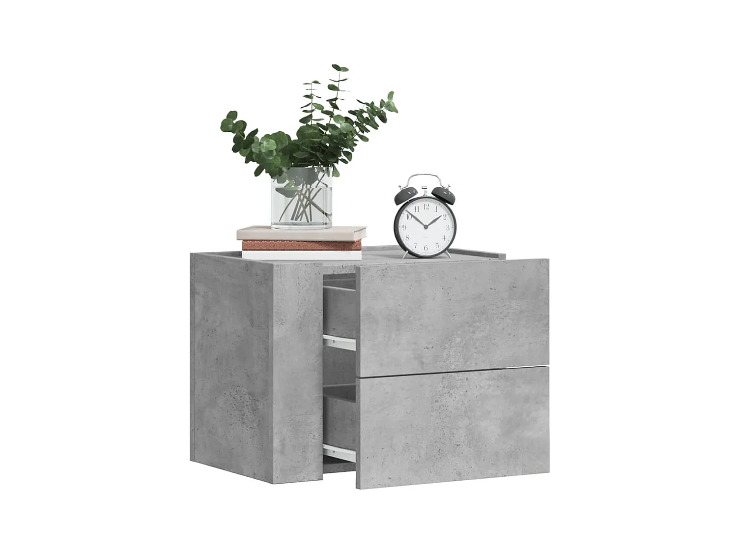 Table de chevet murale gris béton 45x30x35 cm