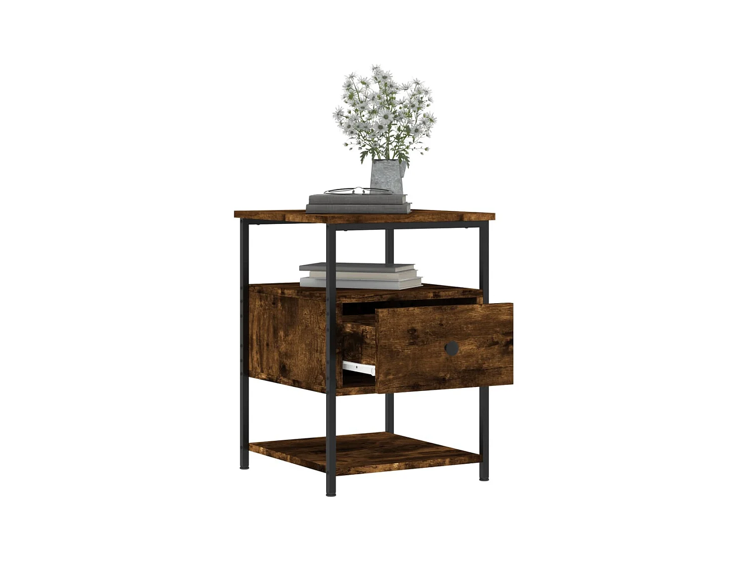 Table de chevet chêne fumé 40x42x56 cm bois d'ingénierie