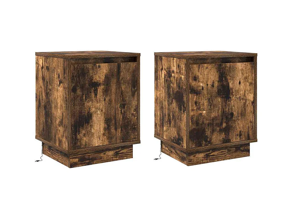 Nachtkastje met 2 stuks Gerookt eiken 39 x 34,5 x 50 cm
