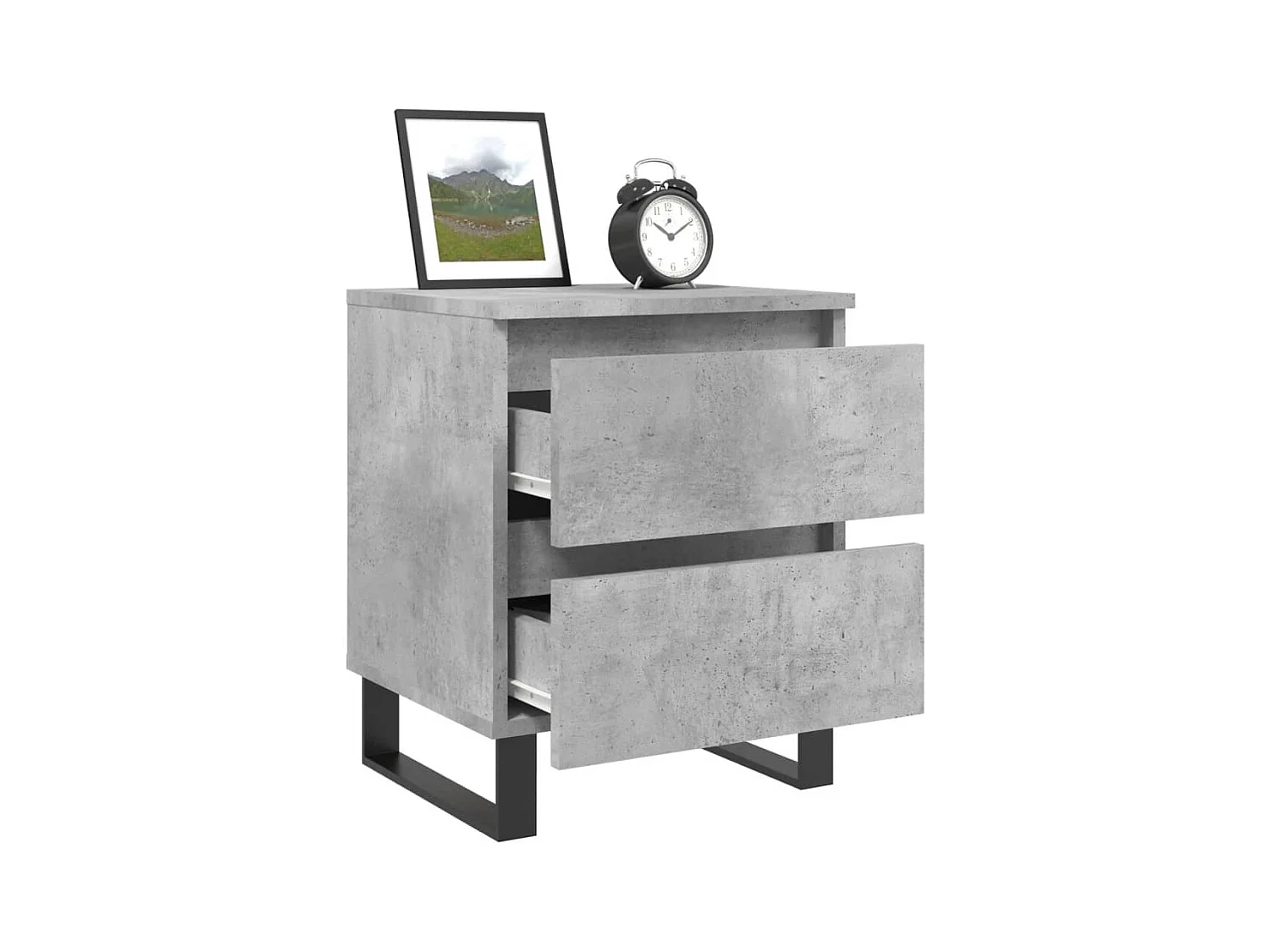 Mesita de noche de madera de ingeniería gris hormigón 40x35x50 cm