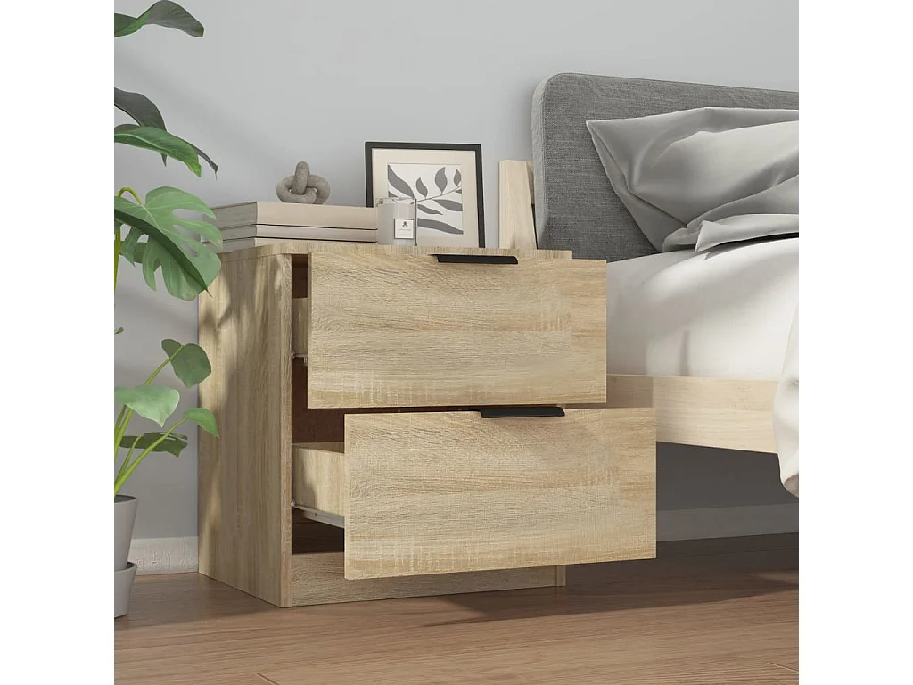 Juego de mesita de noche de 2 piezas de madera de ingeniería de roble Sonoma