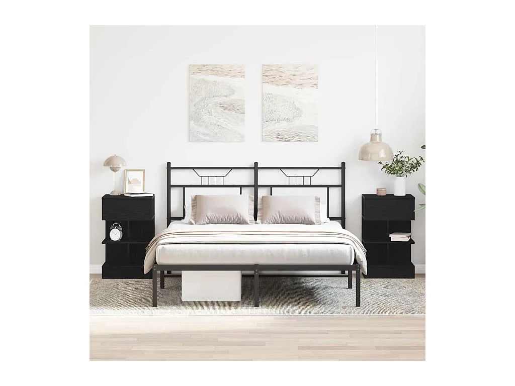 Comodino con cassetto 2 pz Rovere nero 40 x 35 x 65 cm