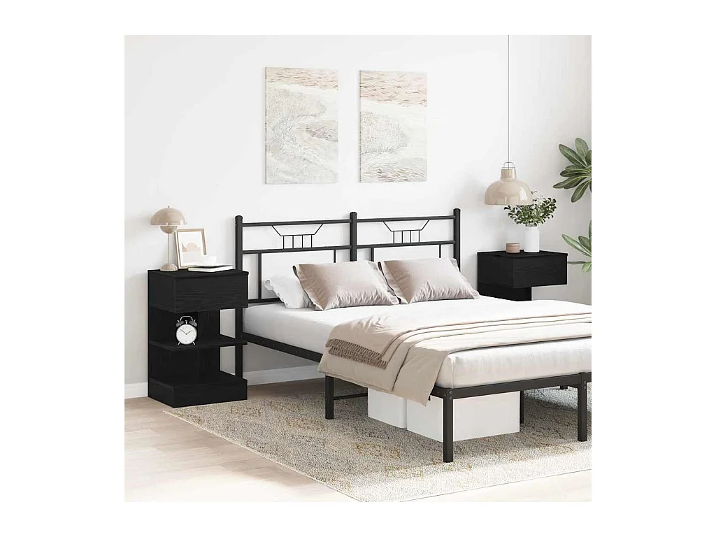 Comodino con cassetto 2 pz Rovere nero 40 x 35 x 65 cm